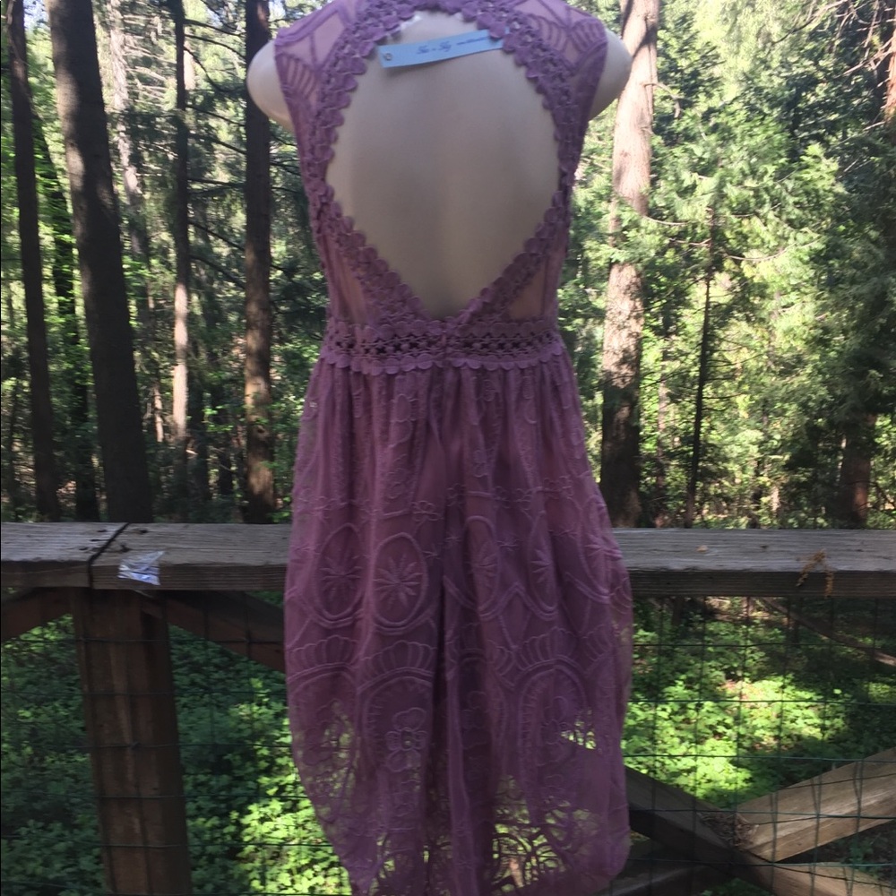 She + Sky   Lilac stretchy lace  panel pastel maxi dress, HPx3 - Picture 10 of 11